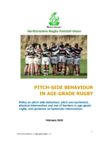 Herts RFU pitchside behaviour policy for age-grade rugby